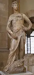 Donatello first version of David (1408–09). Museo Nazionale del Bargello, Florence. Height 191&nbsp;cm.