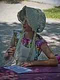 A calico sunbonnet