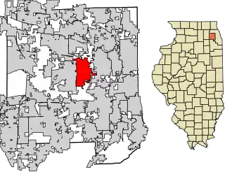 Location of Glen Ellyn in DuPage County, Illinois.