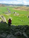 Extended view reverse of climb to top of Dunadd Fort