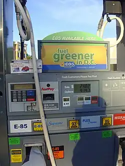 E85 fuel sold at a regular gasoline station in Washington, D.C.