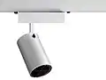 EPL Minimax O LED track fixture, with cross-baffle visible.
