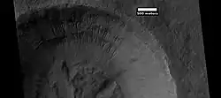 Gullies on two different levels in crater, as seen by HiRISE under HiWish program