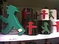 Tourist souvenirs featuring the East German traffic lights