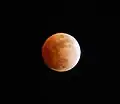 Eclipse observed from Salmon Arm, Canada at 3:11 UTC. Lunar north is near top-left.