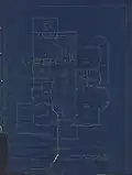 Blueprint of Libbey House detailing second floorplan, 1895