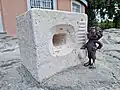 Mini-statue of Pumuckl in Esztergom, Hungary