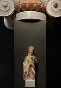 Experimental color reconstruction of so-called Chios kore from the Athenian Acropolis and capital from Athens Agora, Liebieghaus Frankfurt