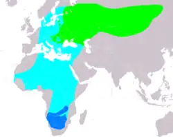 Central Europe to central Asia, Africa