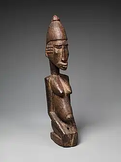 Figure of a kneeling woman; circa 1500; wood; height: 35.2&nbsp;cm (137⁄8 in.); Metropolitan Museum of Art (New York City)