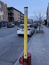 Fire hydrant locator on Gouin Boulevard in Cartierville.