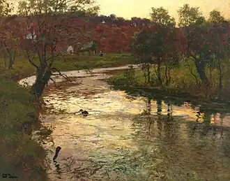 Sunset over L'Elle river, near Quimperlé, France
