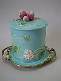 Strawberry jar and cover, coloured glazes, c. 1870, naturalistic style