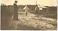 George Kenner painting British POW camp commander's wife and daughter at Frith Hill POW tent camp near Frimley, in Surrey, England, 1915.
