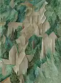 Georges Braque, 1909, La Roche-Guyon, le château (The Castle at Roche-Guyon), oil on canvas, 80 × 59.5&nbsp;cm, Moderna Museet, Stockholm
