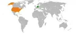Map indicating locations of Germany and USA