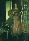 Euphemia as Girl with a Guitar, James Dickson Innes, oil on canvas, c. 1910.