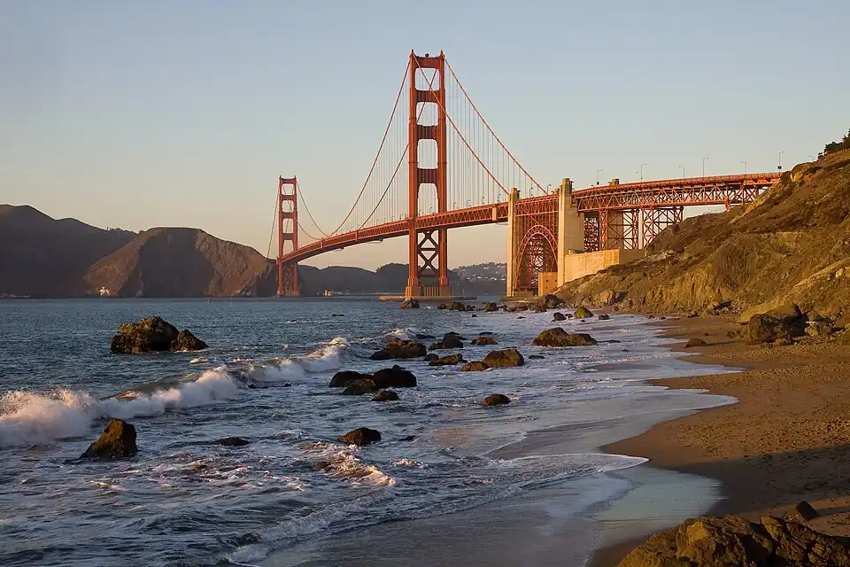 Image 60Bridges, such as Golden Gate Bridge, allow roads and railways to cross bodies of water. (from Transport)