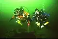 Gordon Smith with his prototype closed circuit rebreather