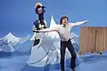 Polka Dot Door's first male host Gordon Thomson with Polkaroo played by Nina Keogh (1971).