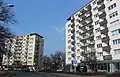 Two modernist apartment buildings at 1–2 and 3–4 Grunwald Square.