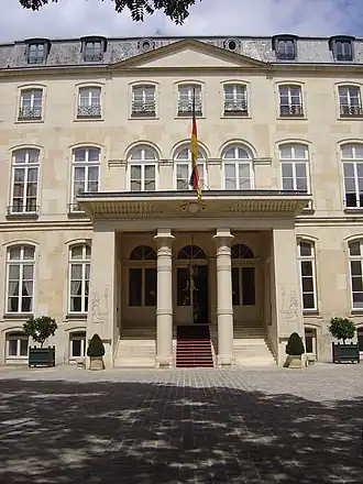 Egyptian inspiration/Egyptian Revival - portico of the Hôtel Beauharnais, Paris, Laurent-Edmé Bataille, c.1804[210]