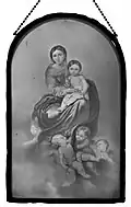 Madonna and Child after Murillo, with suspension chain