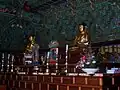 These two wooden Buddhas were recently rediscovered to be one of the oldest examples of wooden sculpture surviving from Korea. Haein Temple.