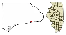 Location of Cave-In-Rock in Hardin County, Illinois.