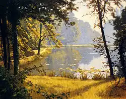 Henri Biva, A Lily Pond, oil on canvas, 91.4 x 73.7&nbsp;cm (36 x 29 in), private collection