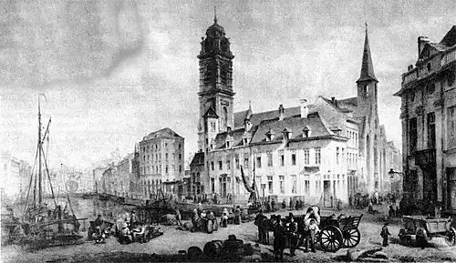 The old Church of St. Catherine in a painting by Henri Lallemand&nbsp;[fr], 1839