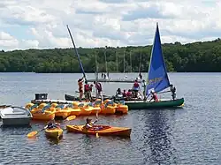 Boats in reservoir