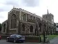 St Mary's Church, Horncastle, Lincolnshire, Ewan Christian gave the church a major restoration in 1859–61 and rebuilt the chancel, its east window, pictured left, was modelled on that at Haltham Church in Lincolnshire[168]