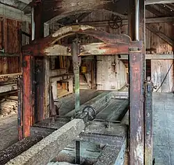 Wood sawing machine. Detail.