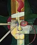 Eye To Eye: Acrylic on paper and Masonite, 14" x 17", 2002