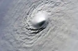A small, well-defined eye taken from space