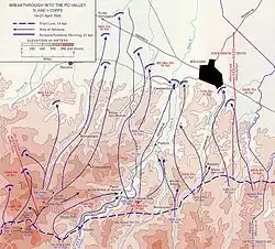 Map of planned advance into Po River valley.
