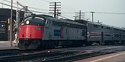 EMD E8A #315 leading the Illinois Zephyr in 1975