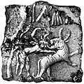 Bull-man or bull-woman fighting a horned beast.[60][61]