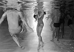 Water babies infant swimming lessons in State College, Pennsylvania, 1984