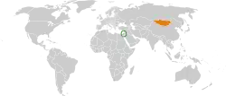 Map indicating locations of Israel and Mongolia
