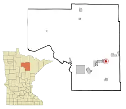 Location of the city of Calumet within Itasca County, Minnesota