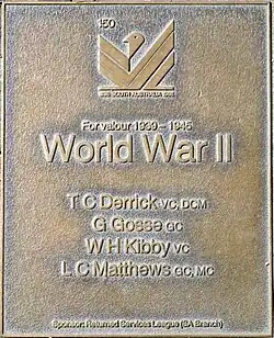 WWII VC & GC recipients: Derrick, Gosse, Kibby, Matthews