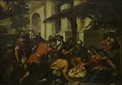 J. Bassano, The birth of Jesus and adoration of the shepherds