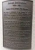 James Braidwood statue full inscription text