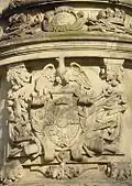 The king's Janina coat of arms with an eagle and Pogonia