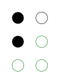 ⠃ (braille pattern dots-12)