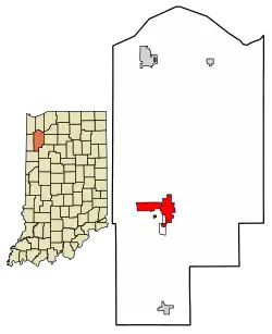 Location of Rensselaer in Jasper County, Indiana