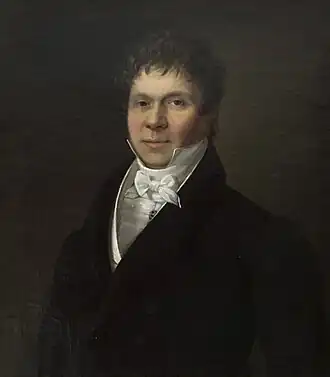 Portrait of Jean-Louis van Dievoet (1777-1854), secretary of the Belgian Supreme Court (1777-1854), oil painting by Ignace Brice, 61 x 70&nbsp;cm, influenced by Jacques-Louis David.