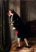 Jean Carolus, Peeping Tom, oil on panel, 46.5 x 32.5&nbsp;cm, private collection